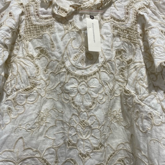 Anthropologie The Lainie High-Neck Lace Cutwork Blouse Size Medium - Picture 9 of 12